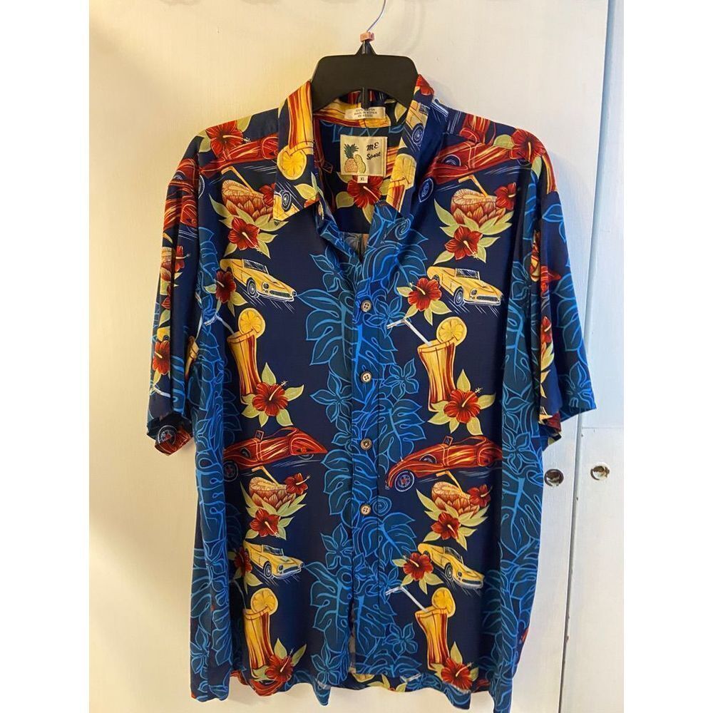 M.E. Sport 100 Rayon Hawaiian Button Shirt Xl cruise cars Xl Korea 40330‎